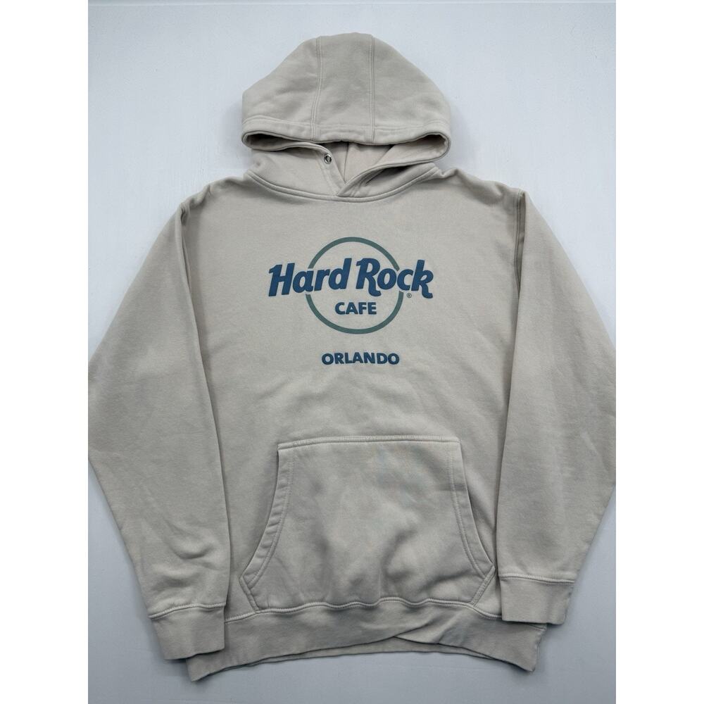Hard Rock Cafe Orlando Hoodie Beige Pullover Y2K, Size Large